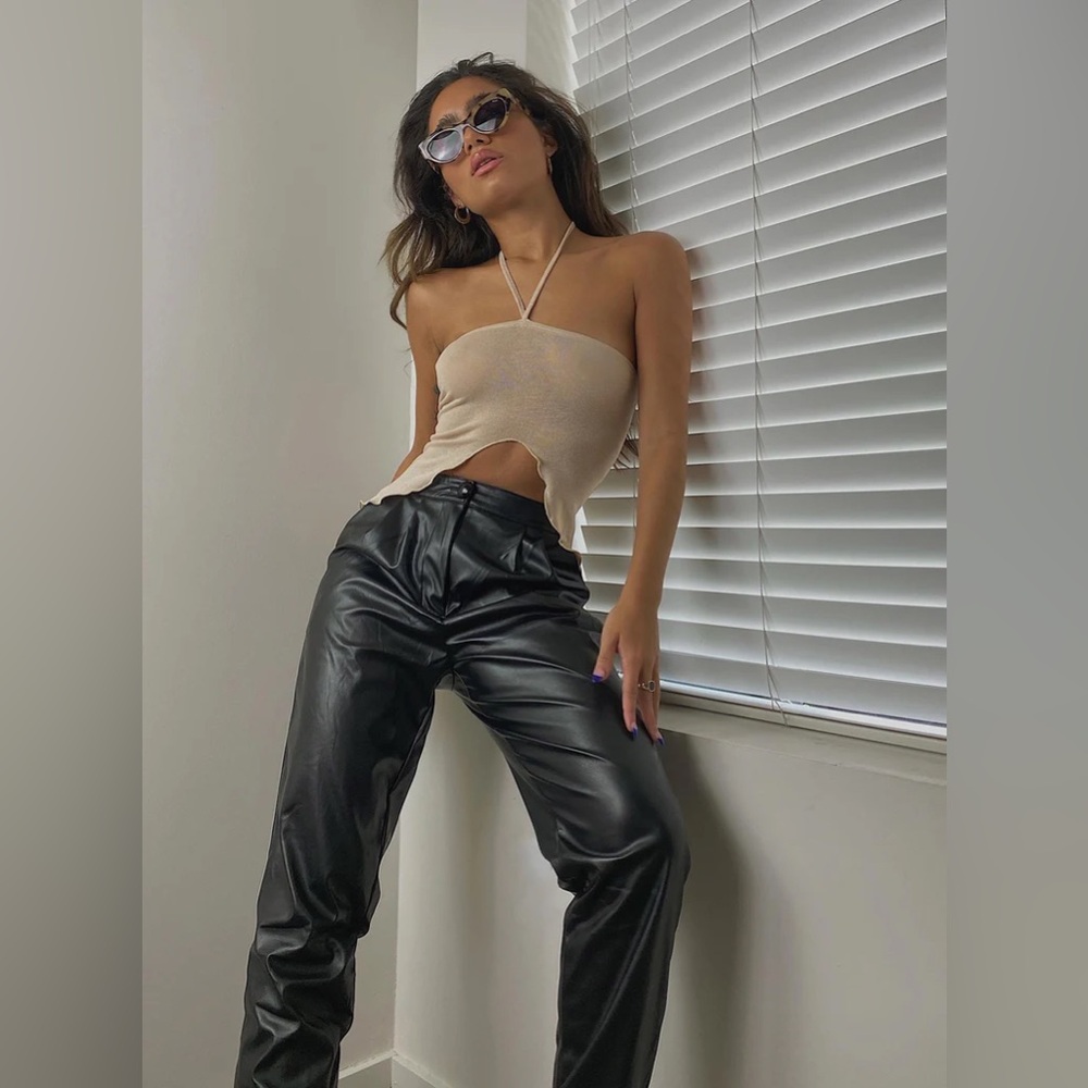 Woman’s size 4 black faux leather princess Polly pants